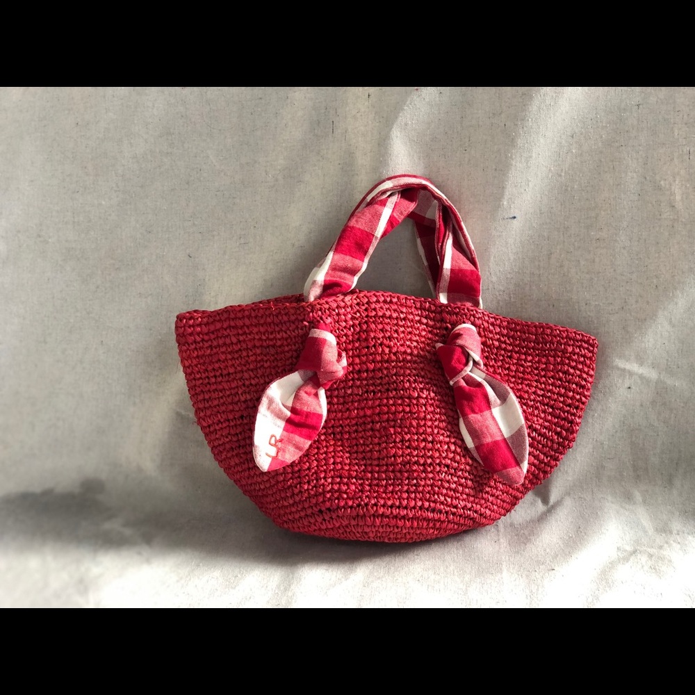 Loeffler Randall Hazel Red Gingham Straw Tote